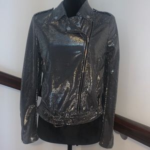 Silver metallic bomber jacket